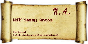 Nádassy Antos névjegykártya
